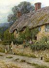 Cottage Canvas Paintings - A Mother And Child Entering A Cottage